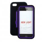 Wholesale iPhone 5C Armor Hybrid Case with Stand (Black - Purple)